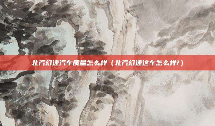 北汽幻速汽车质量怎么样(北汽幻速这车怎么样?)