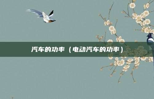 汽车的功率(电动汽车的功率)