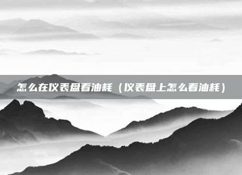 怎么在仪表盘看油耗（仪表盘上怎么看油耗）