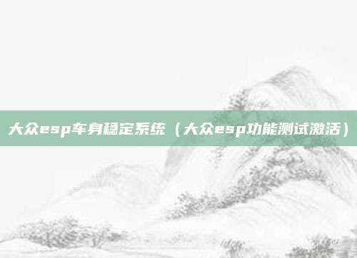 大众esp车身稳定系统(大众esp功能测试激活)