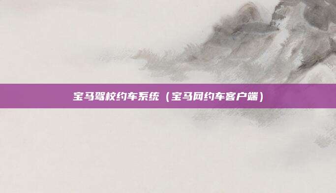 宝马驾校约车系统(宝马网约车客户端)