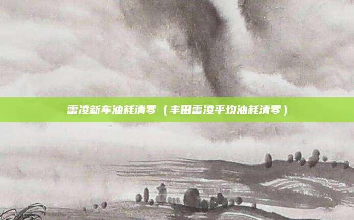 雷凌新车油耗清零(丰田雷凌平均油耗清零)