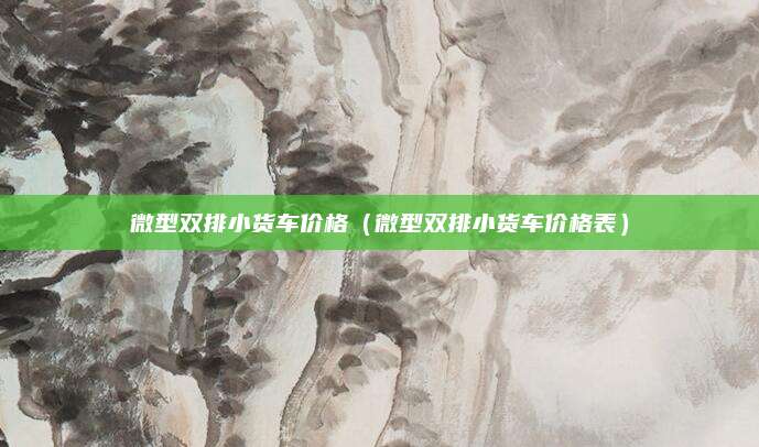 微型双排小货车价格(微型双排小货车价格表)