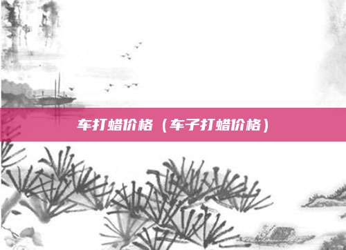 车打蜡价格(车子打蜡价格)