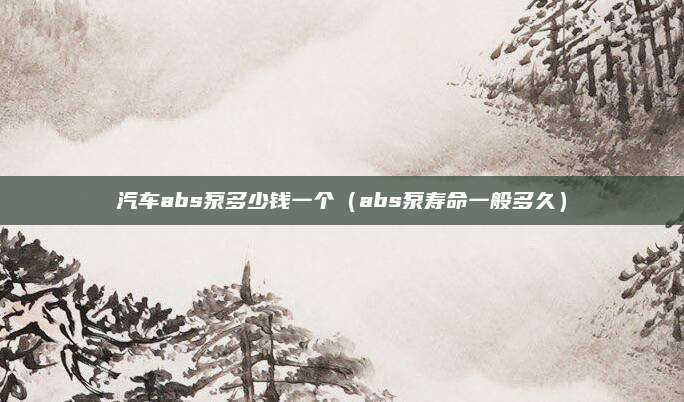 汽车abs泵多少钱一个（abs泵寿命一般多久）