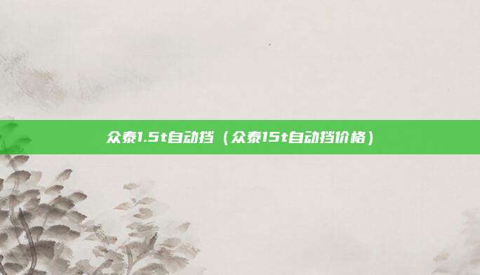 众泰1.5t自动挡(众泰15t自动挡价格)