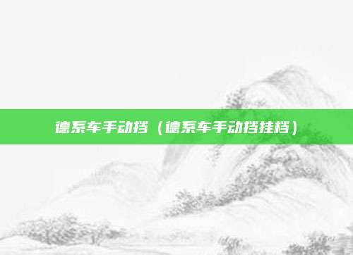 德系车手动挡（德系车手动挡挂档）