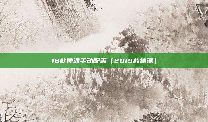 18款速派手动配置(2019款速派)