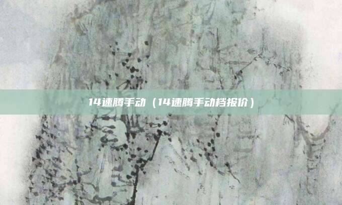 14速腾手动(14速腾手动档报价)