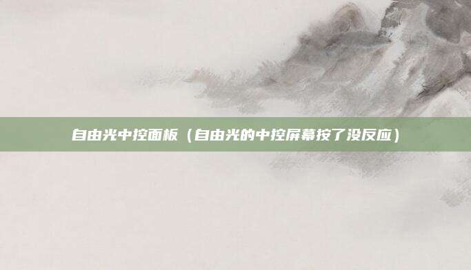 自由光中控面板(自由光的中控屏幕按了没反应)