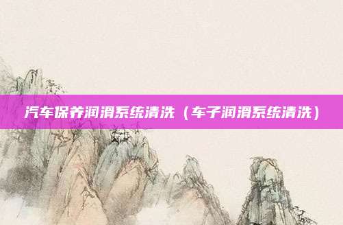 汽车保养润滑系统清洗(车子润滑系统清洗)