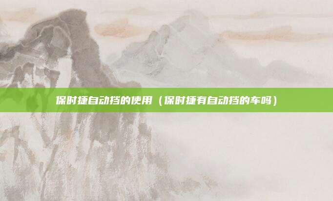 保时捷自动挡的使用(保时捷有自动挡的车吗)