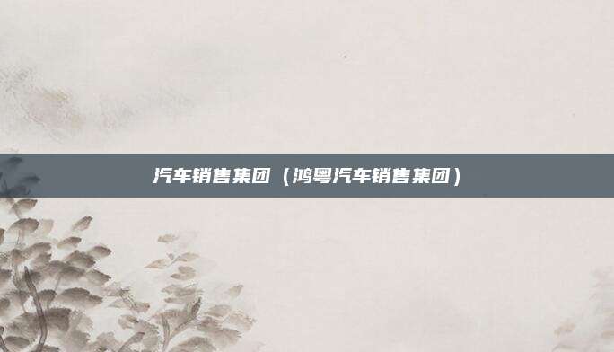 汽车销售集团(鸿粤汽车销售集团)
