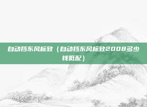 自动挡东风标致(自动挡东风标致2008多少钱低配)