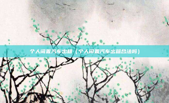 个人闲置汽车出租(个人闲置汽车出租合法吗)