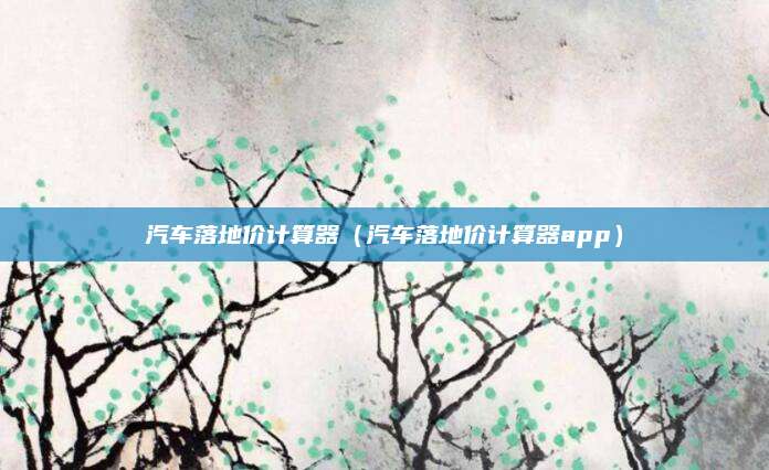 汽车落地价计算器（汽车落地价计算器app）