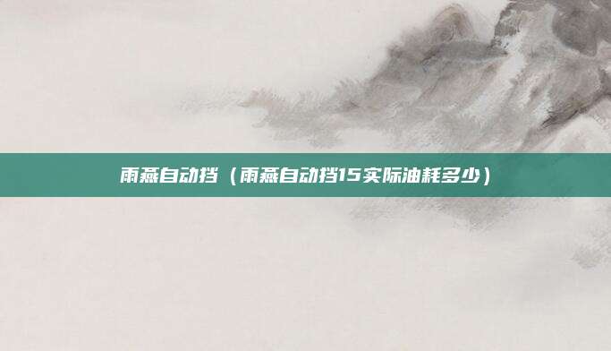 雨燕自动挡(雨燕自动挡15实际油耗多少)