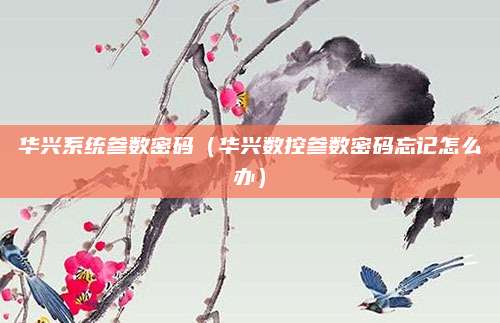 华兴系统参数密码(华兴数控参数密码忘记怎么办)