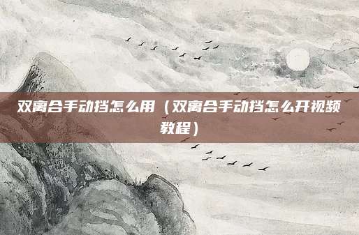 双离合手动挡怎么用(双离合手动挡怎么开视频教程)