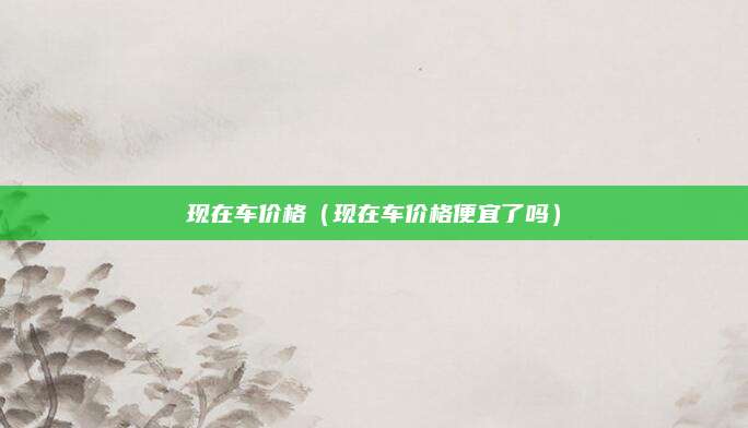 现在车价格(现在车价格便宜了吗)