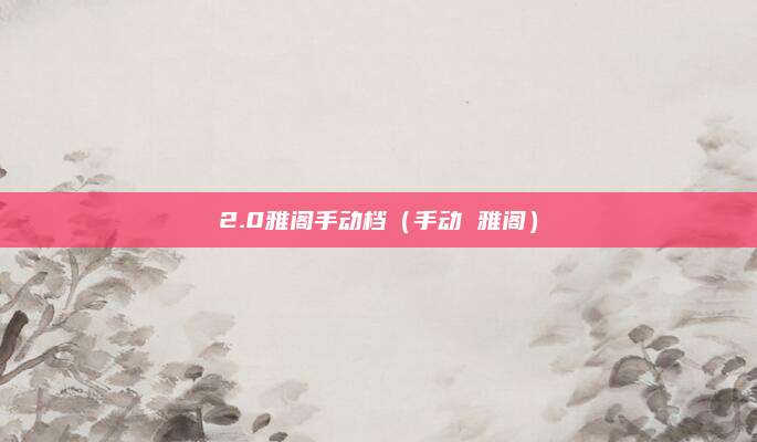2.0雅阁手动档(手动 雅阁)