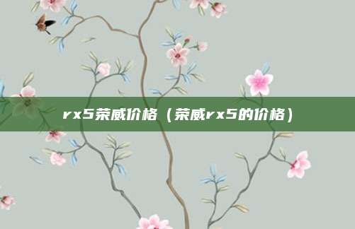rx5荣威价格(荣威rx5的价格)