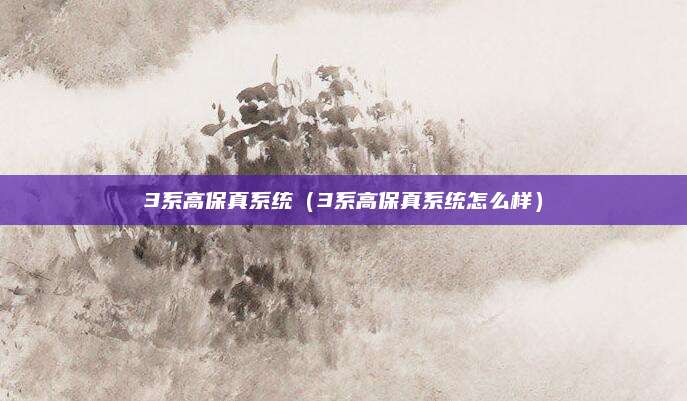 3系高保真系统(3系高保真系统怎么样)
