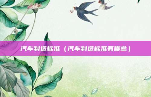 汽车制造标准（汽车制造标准有哪些）