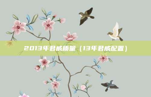2013年君威质量(13年君威配置)