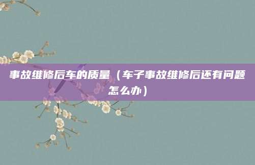 事故维修后车的质量(车子事故维修后还有问题怎么办)