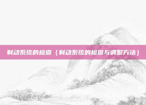 制动系统的检查（制动系统的检查与调整方法）