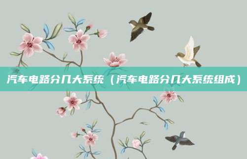 汽车电路分几大系统(汽车电路分几大系统组成)