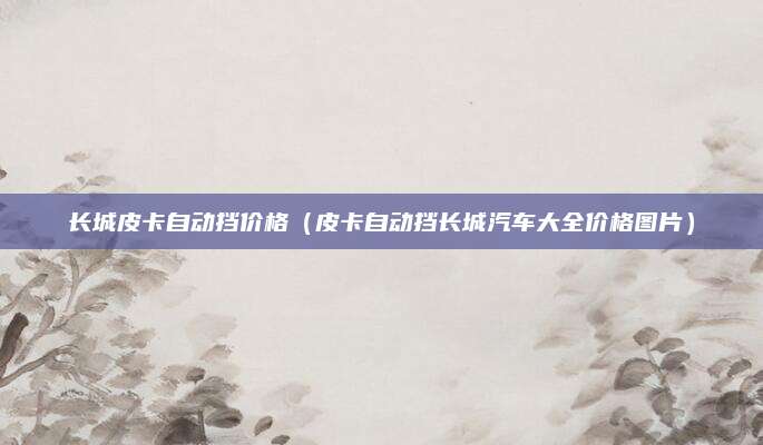 长城皮卡自动挡价格(皮卡自动挡长城汽车大全价格图片)