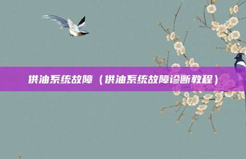 供油系统故障（供油系统故障诊断教程）