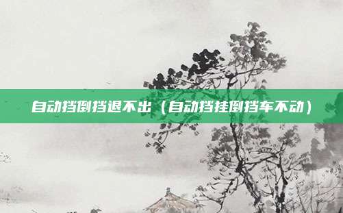 自动挡倒挡退不出(自动挡挂倒挡车不动)