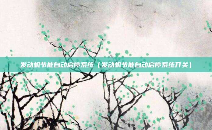 发动机节能自动启停系统(发动机节能自动启停系统开关)