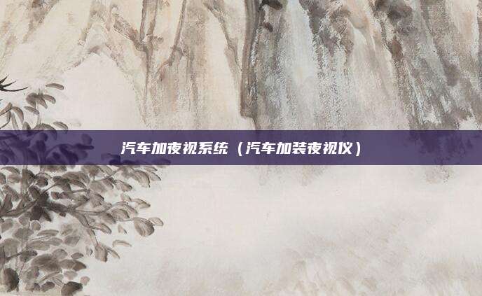 汽车加夜视系统(汽车加装夜视仪)