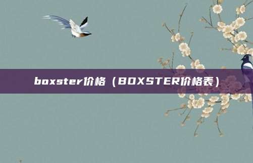 boxster价格(BOXSTER价格表)