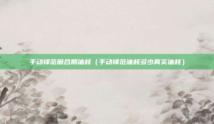 手动锋范磨合期油耗(手动锋范油耗多少真实油耗)