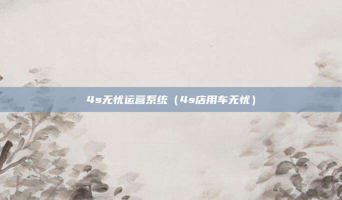 4s无忧运营系统(4s店用车无忧)