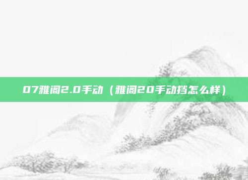 07雅阁2.0手动(雅阁20手动挡怎么样)
