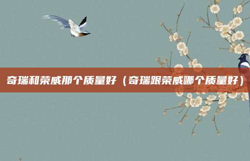 奇瑞和荣威那个质量好(奇瑞跟荣威哪个质量好)