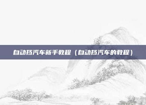 自动挡汽车新手教程（自动挡汽车的教程）