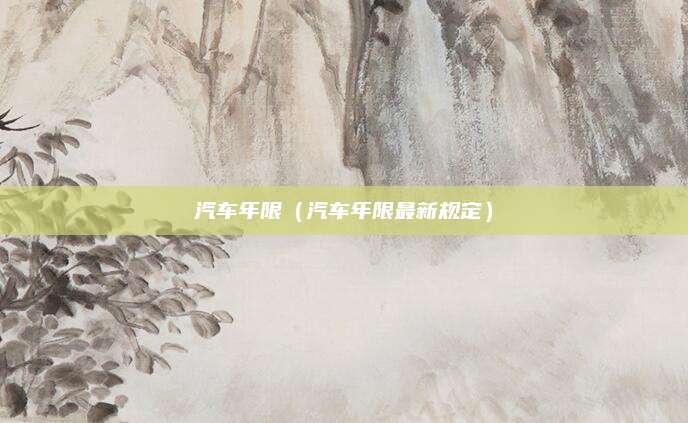 汽车年限（汽车年限最新规定）