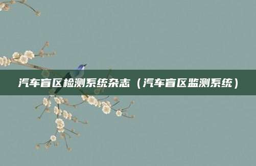 汽车盲区检测系统杂志(汽车盲区监测系统)