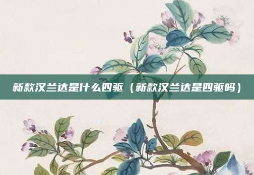 新款汉兰达是什么四驱(新款汉兰达是四驱吗)