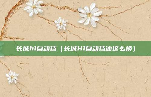 长城h1自动挡(长城H1自动挡油这么换)