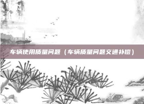 车辆使用质量问题(车辆质量问题交通补偿)