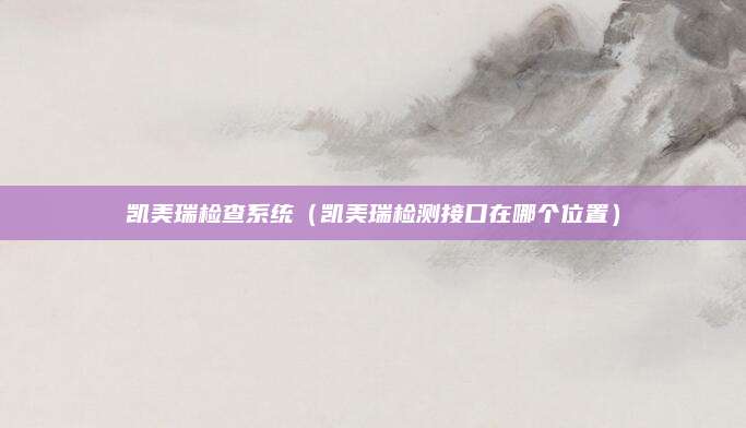 凯美瑞检查系统（凯美瑞检测接口在哪个位置）