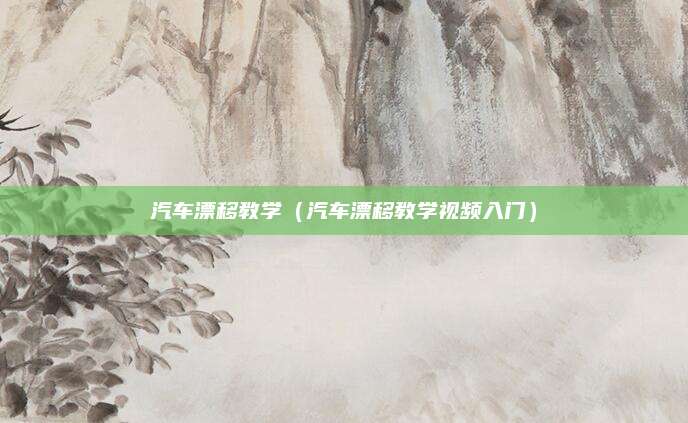 汽车漂移教学（汽车漂移教学视频入门）